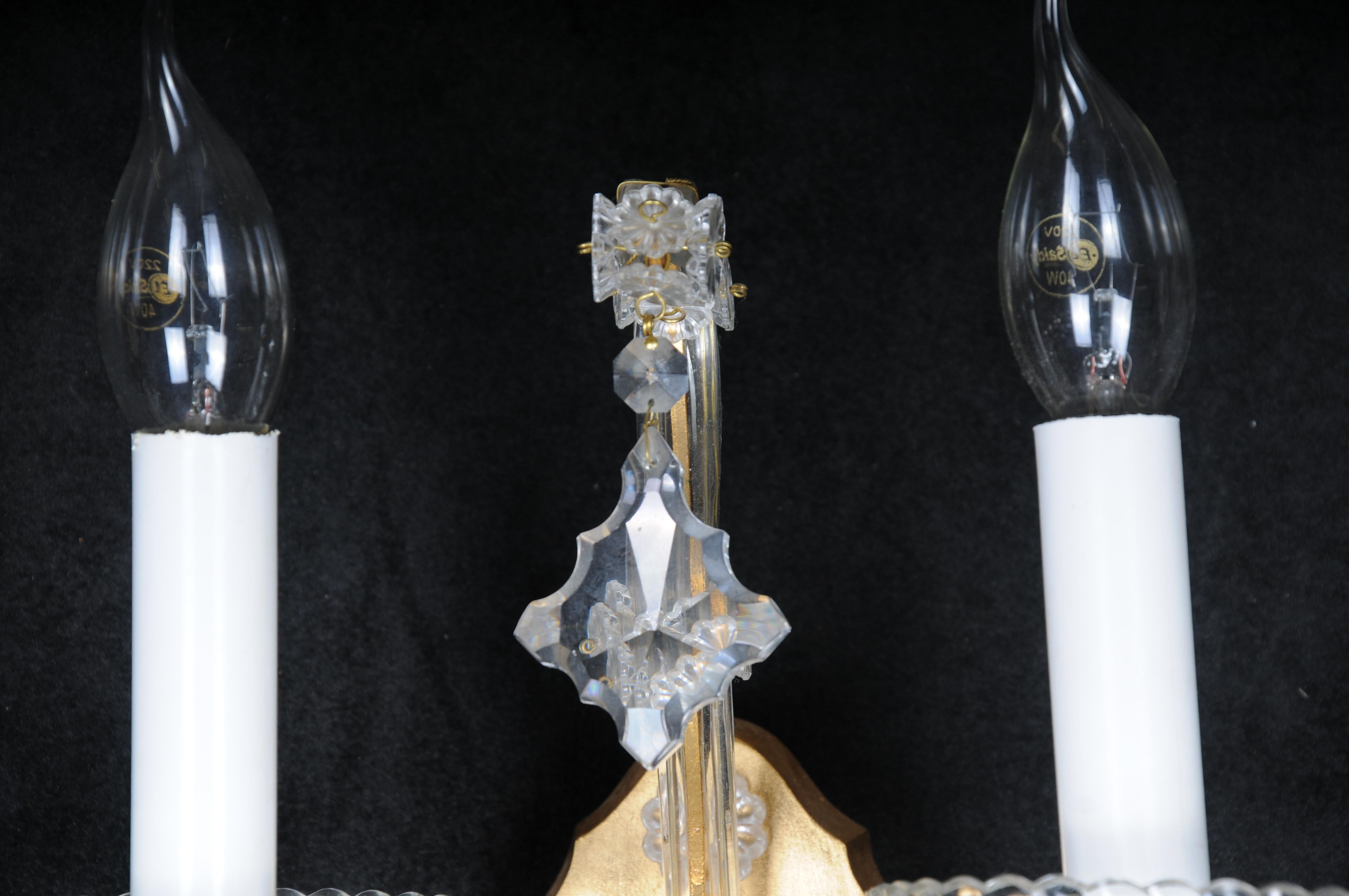 6x Palwa wall sconces 1960 style Maria Theresia crystal brass For Sale 2
