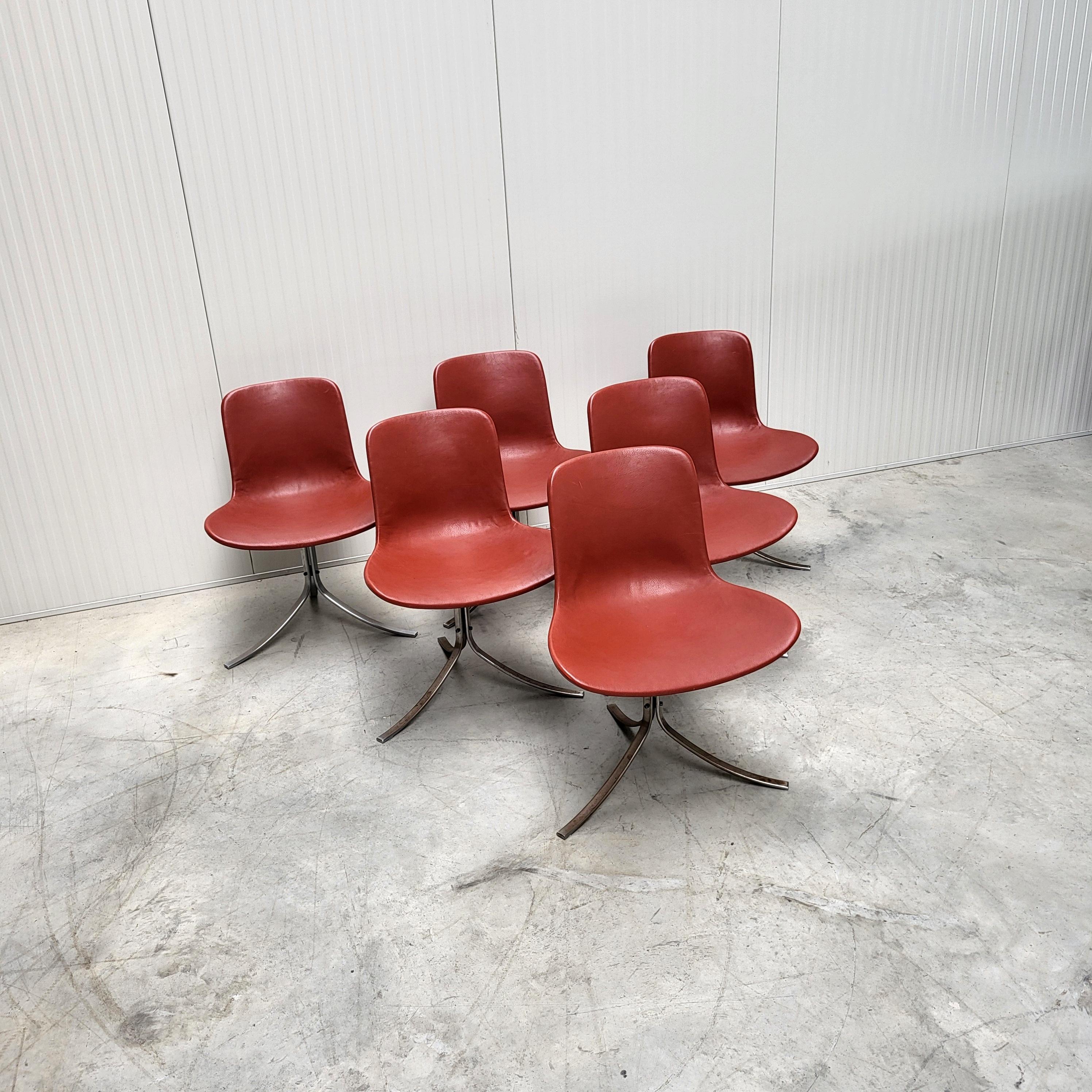 Danois 6x Chaise PK9 de Poul Kjaerholm par Fritz Hansen Danemark en vente