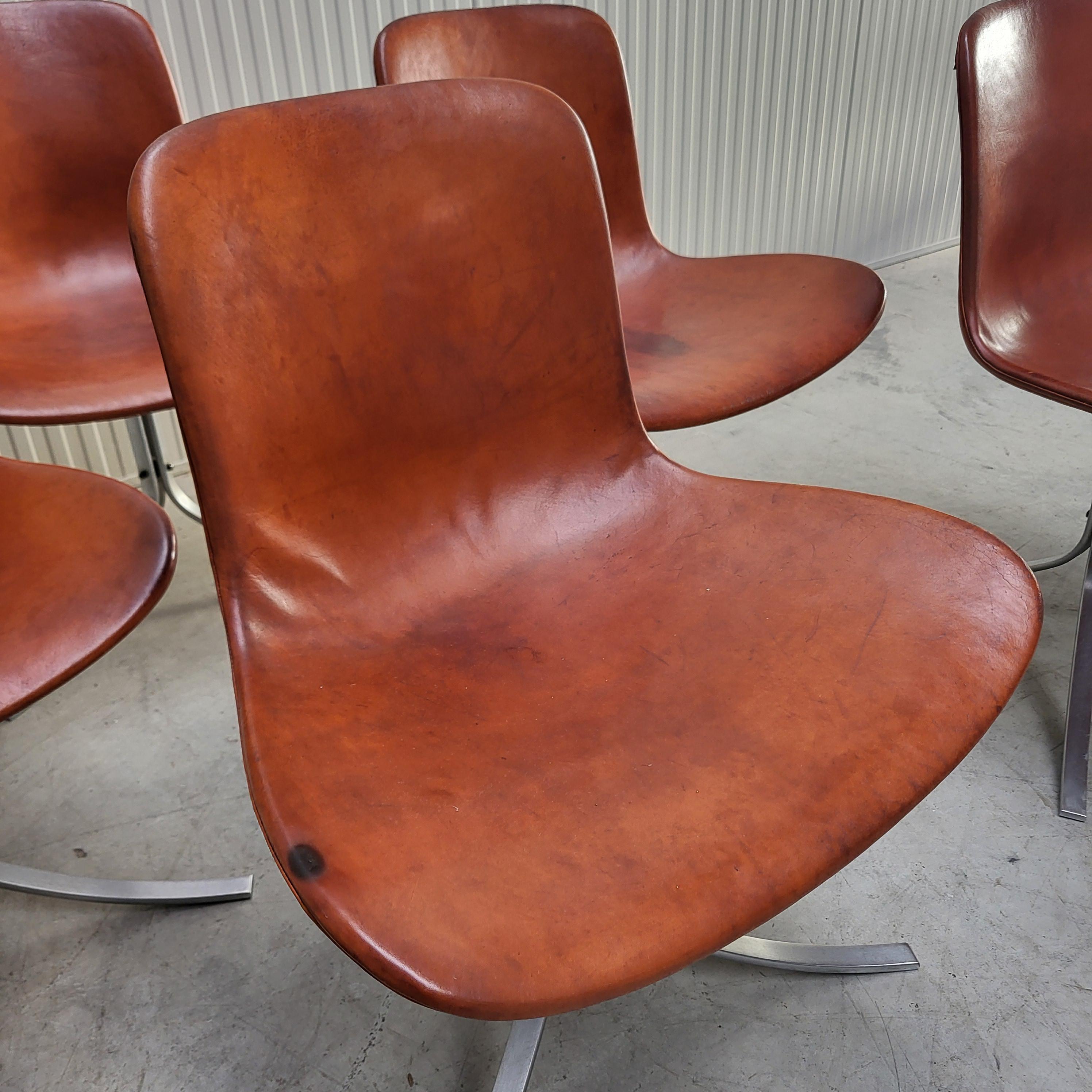 6x Poul Kjaerholm PK9 Stuhl Cognac von E. Kold Christensen 1960s im Angebot 1