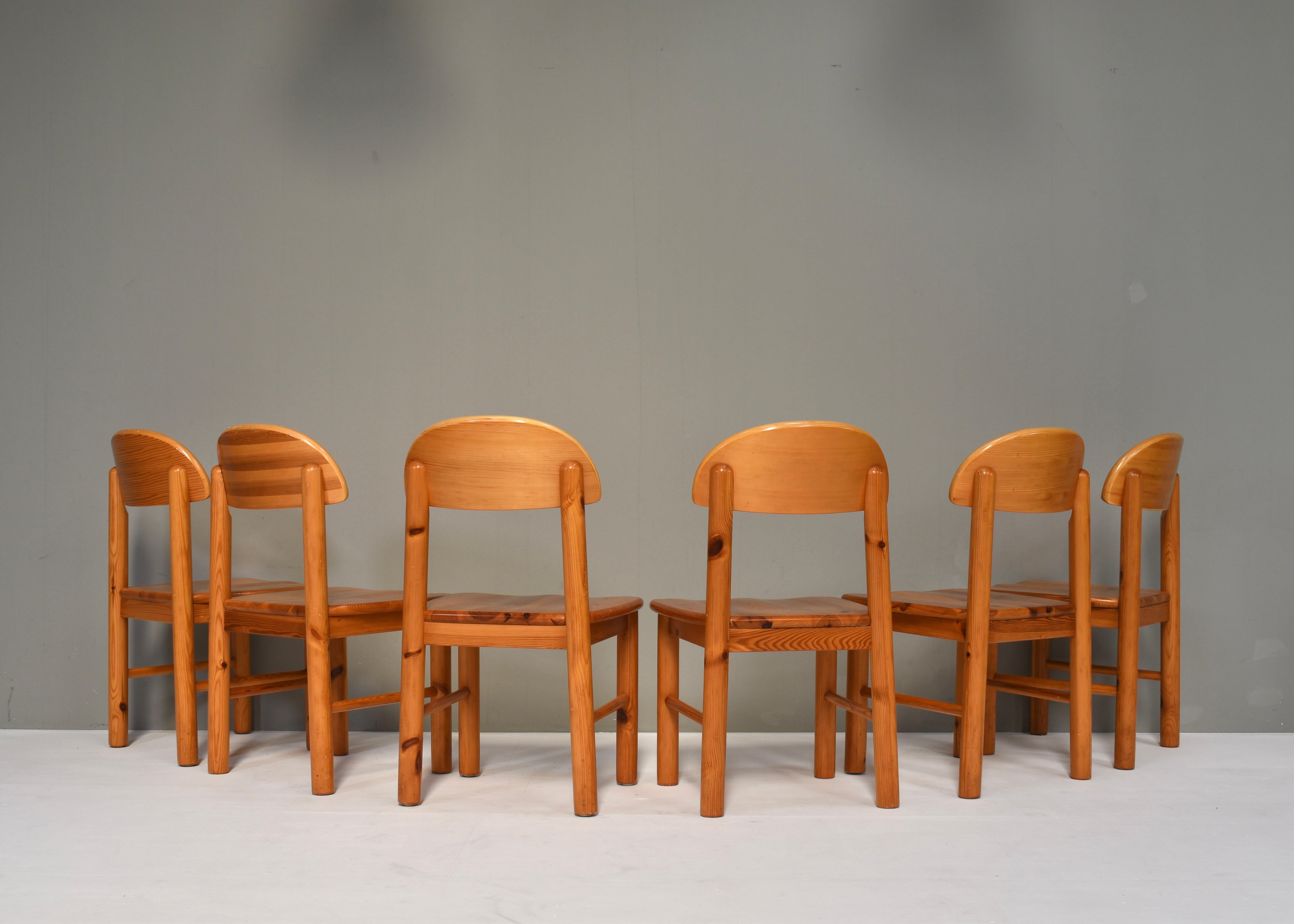 Mid-Century Modern 6x Rainer Daumiller Pinewood Dining Chairs for Effezeta / Hirtshals - circa 1970 For Sale