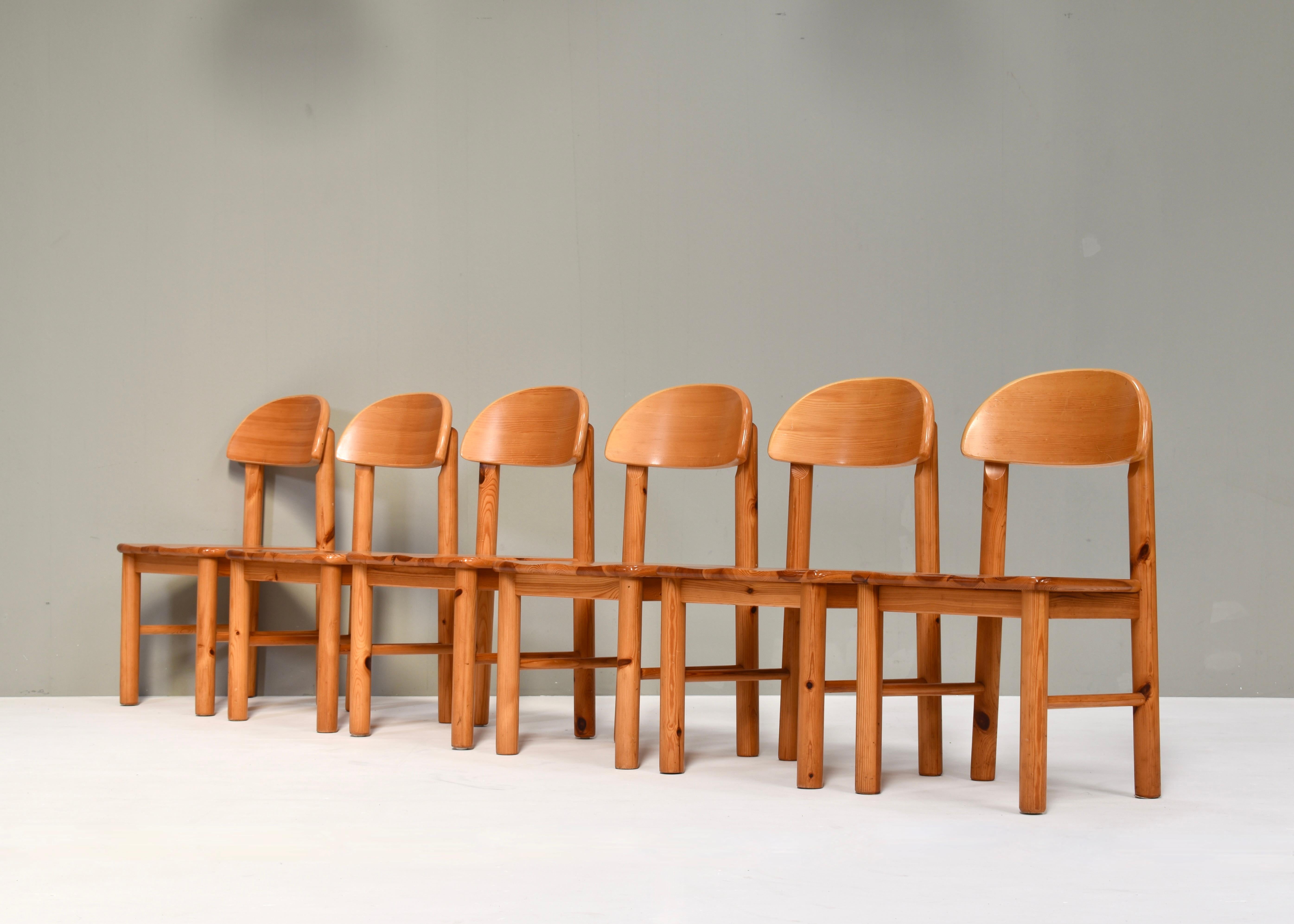 Danish 6x Rainer Daumiller Pinewood Dining Chairs for Effezeta / Hirtshals - circa 1970 For Sale