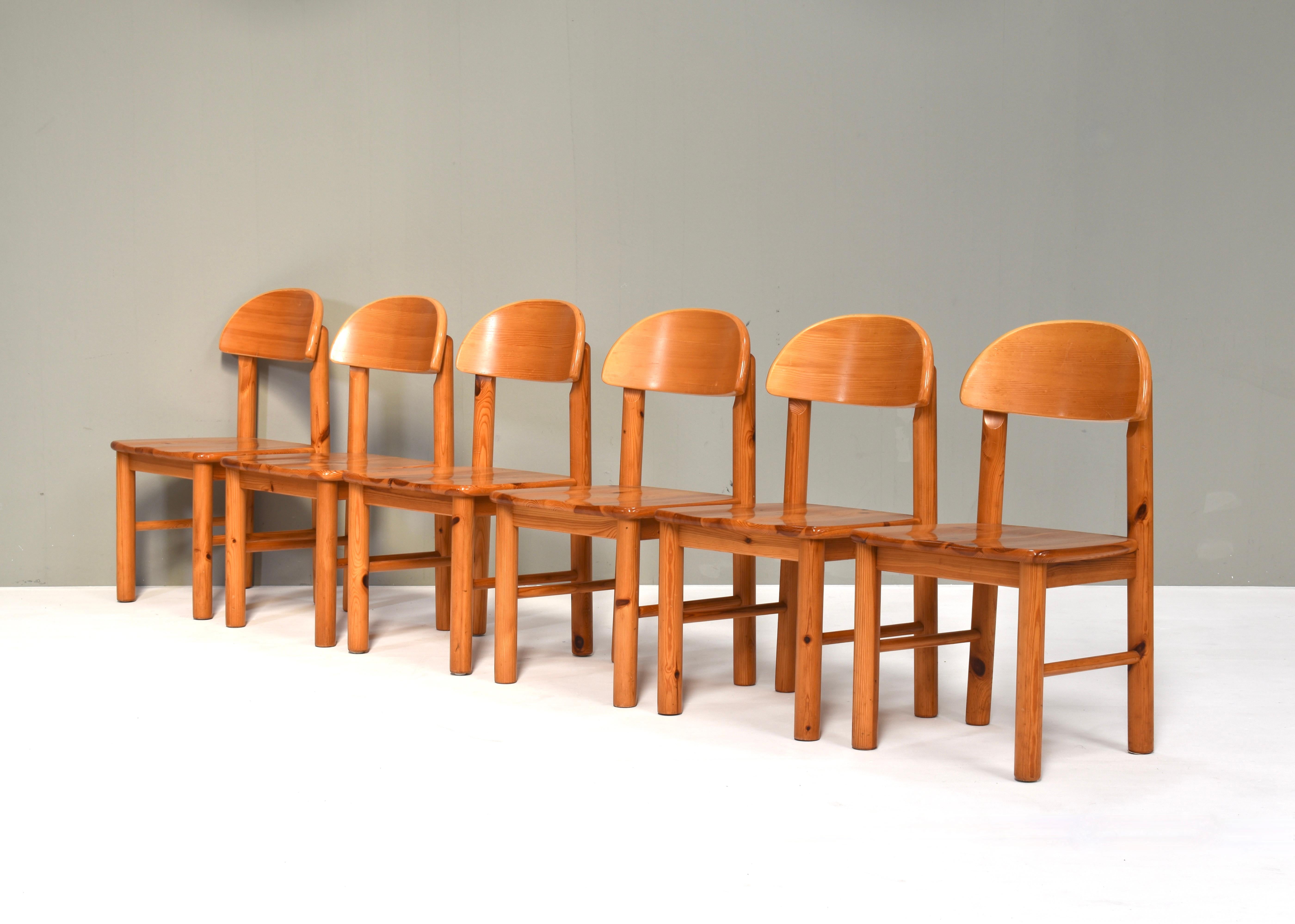 6x Rainer Daumiller Pinewood Dining Chairs for Effezeta / Hirtshals - circa 1970 In Good Condition For Sale In Pijnacker, Zuid-Holland