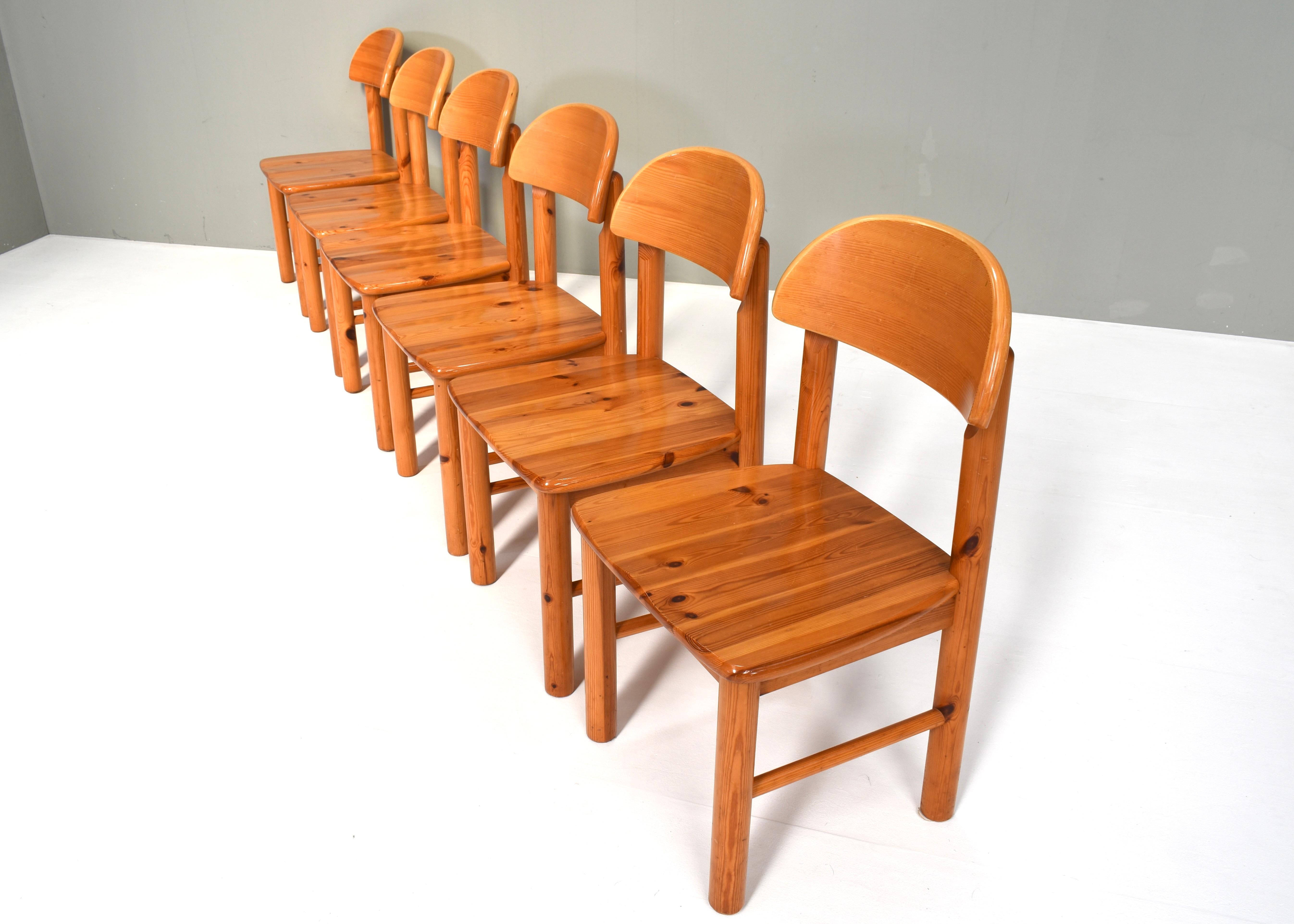 Late 20th Century 6x Rainer Daumiller Pinewood Dining Chairs for Effezeta / Hirtshals - circa 1970 For Sale