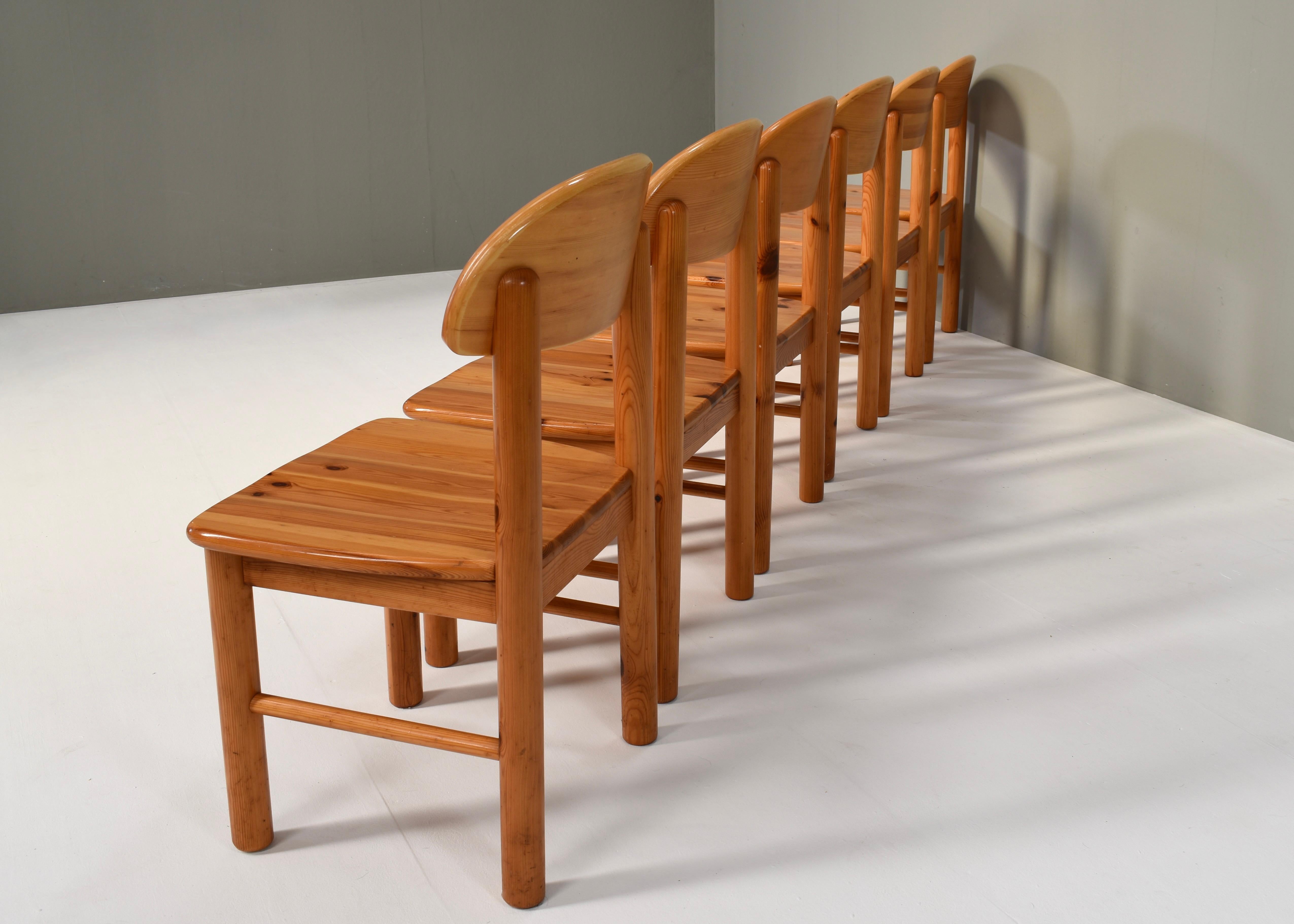 6x Rainer Daumiller Pinewood Dining Chairs for Effezeta / Hirtshals - circa 1970 For Sale 1