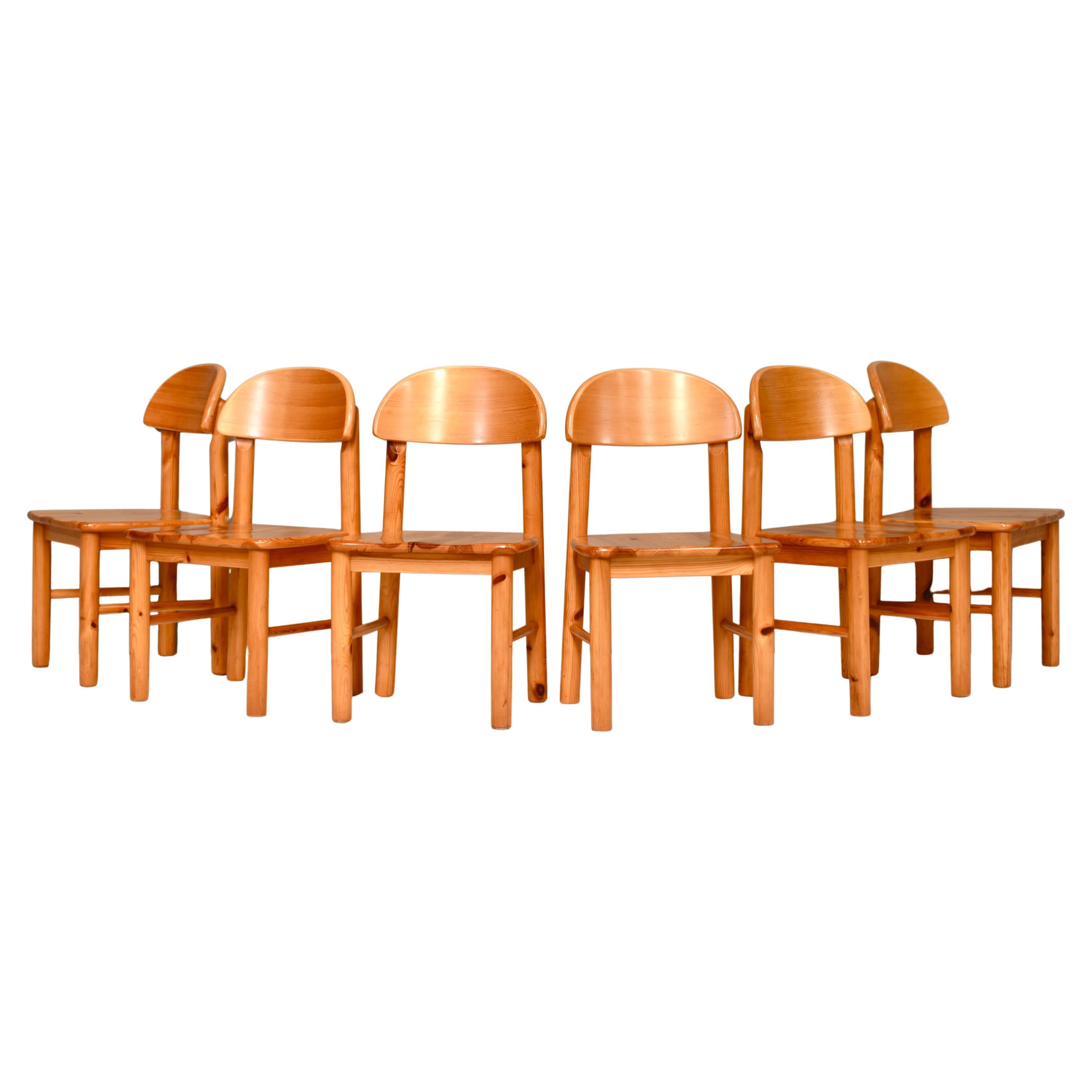 6x Rainer Daumiller Pinewood Dining Chairs for Effezeta / Hirtshals - circa 1970 For Sale