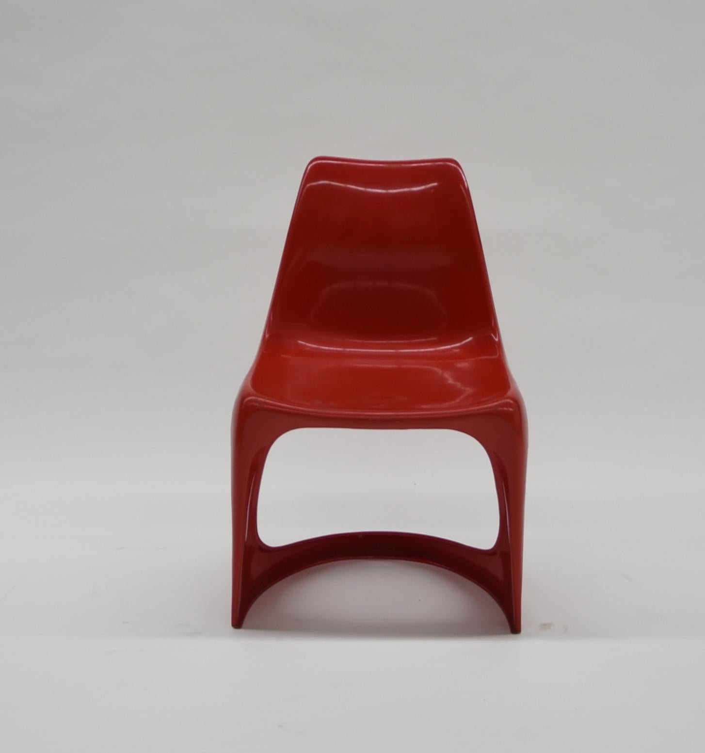6 Red Cado 290 Plastic Chairs by Steen Østergaard, 1970s 1