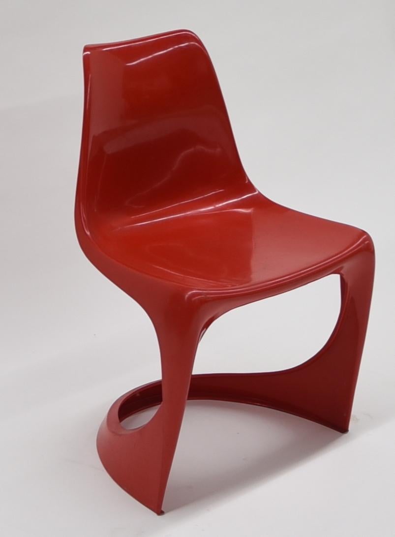 6 Red Cado 290 Plastic Chairs by Steen Østergaard, 1970s 2