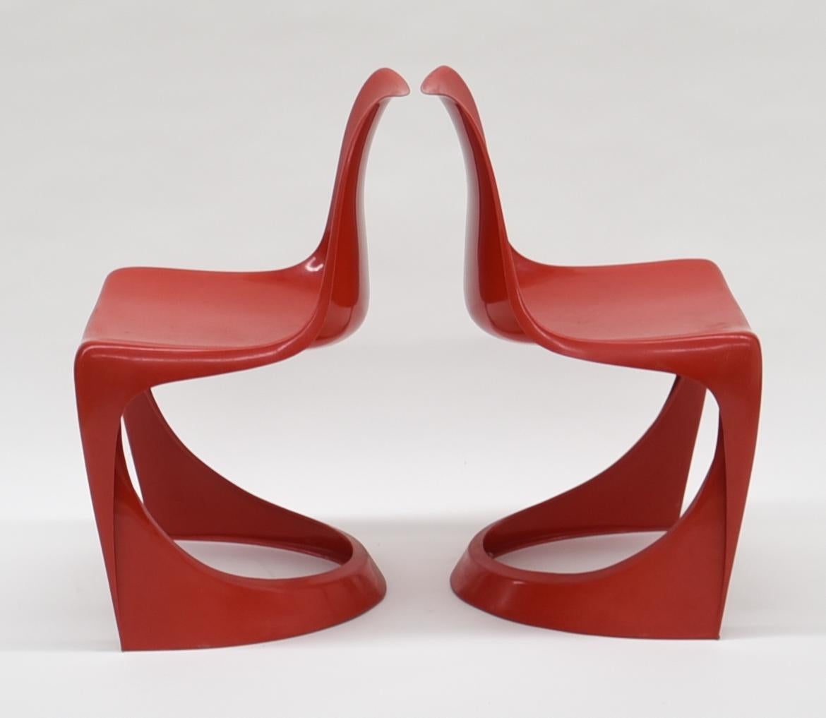 Mid-Century Modern 6 Red Cado 290 Plastic Chairs by Steen Østergaard, 1970s