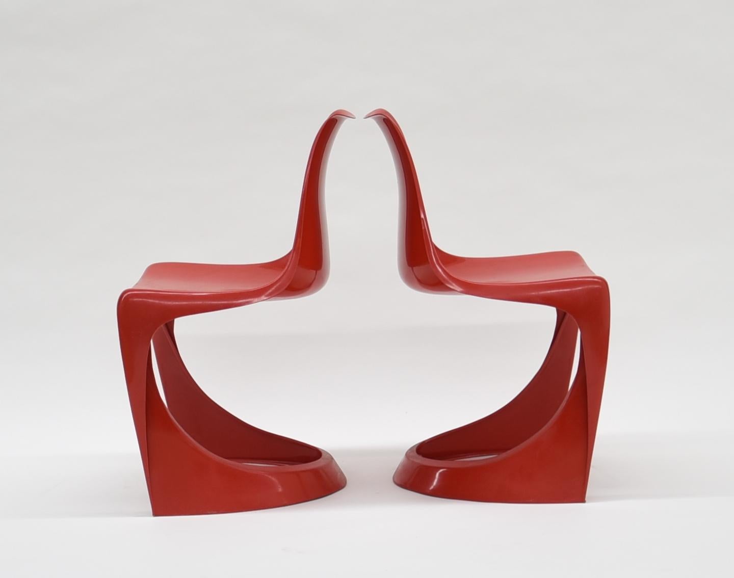 6 Red Cado 290 Plastic Chairs by Steen Østergaard, 1970s In Good Condition In Hamburg, HH