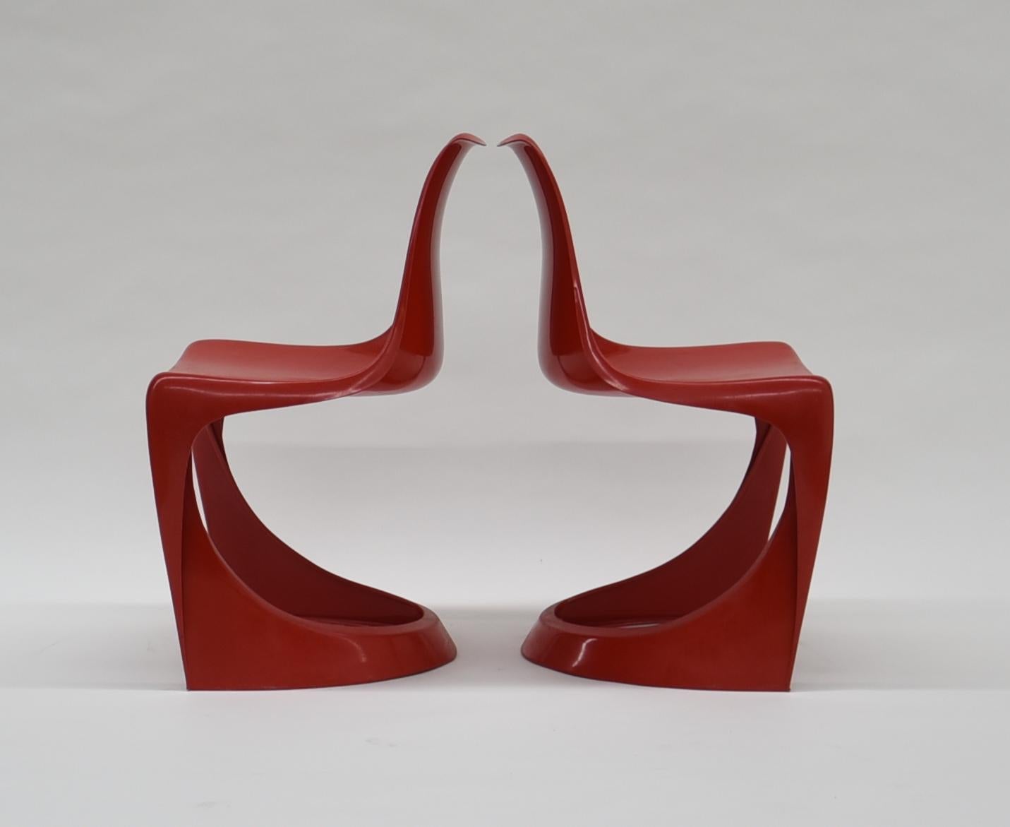 Late 20th Century 6 Red Cado 290 Plastic Chairs by Steen Østergaard, 1970s