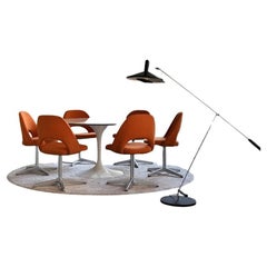 6x Saarinen-Stühle Konferenz-Beistellstuhl 72 U Knoll International Kvadrat Stoff