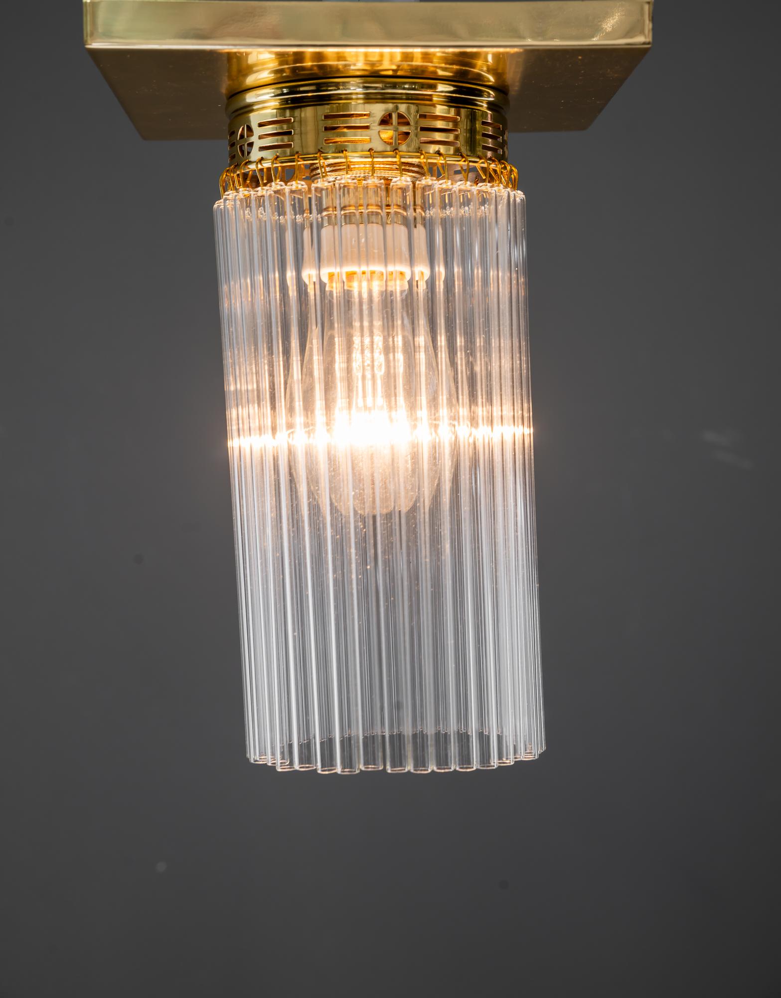 6x small ceiling lamps with glass sticks vienna around 1920s For Sale 2