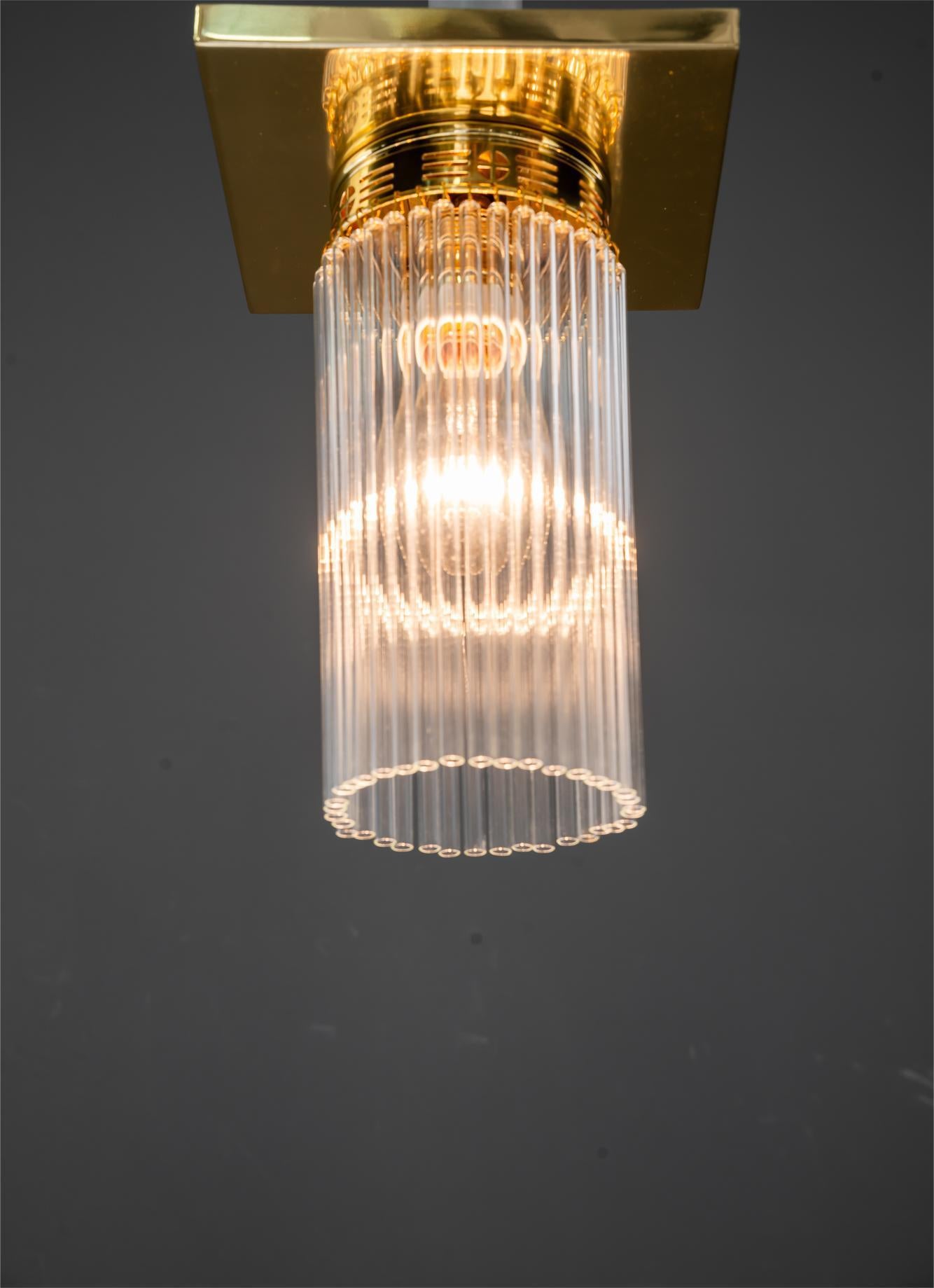 6x small ceiling lamps with glass sticks vienna around 1920s For Sale 3