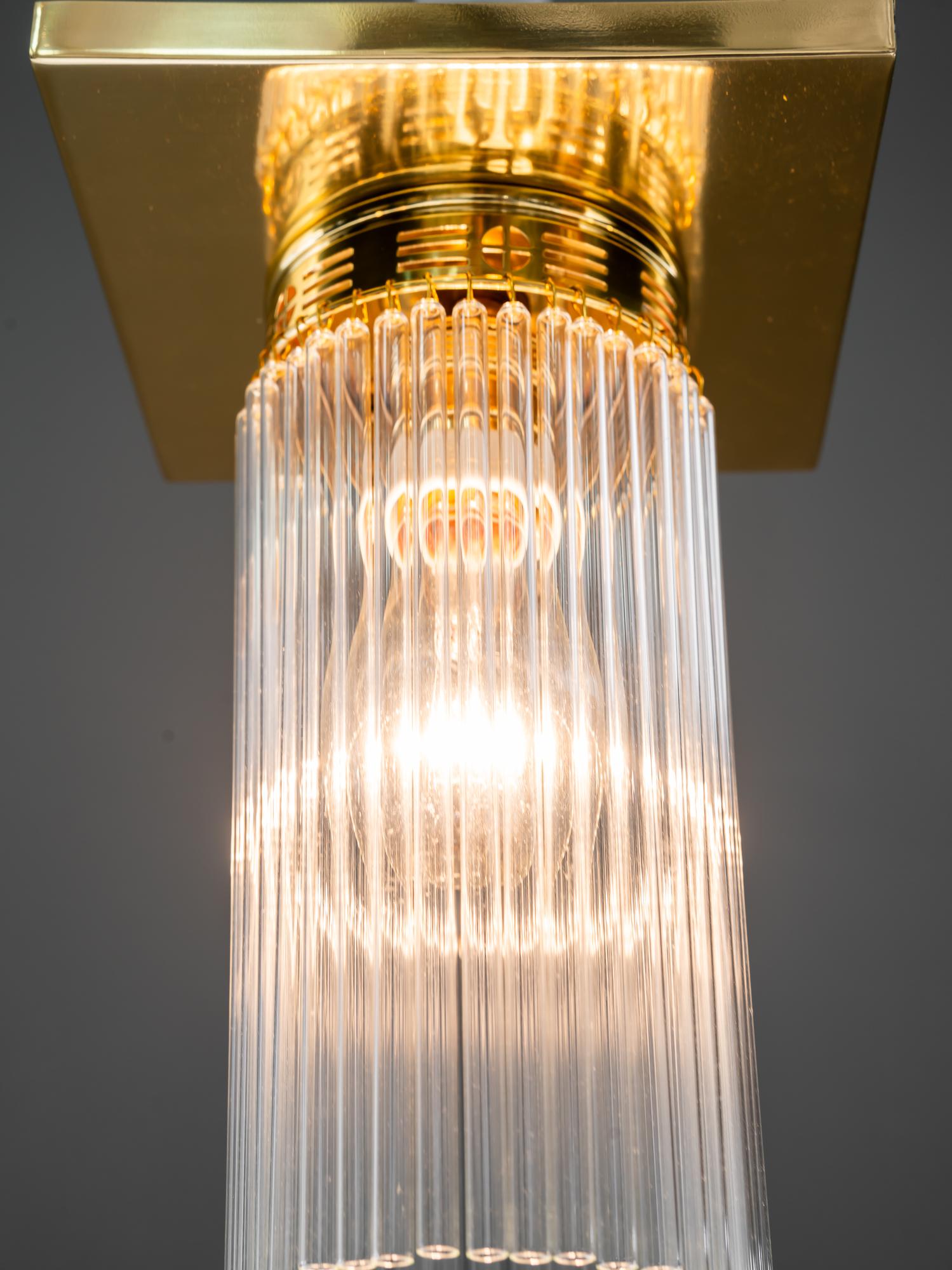 6x small ceiling lamps with glass sticks vienna around 1920s For Sale 5