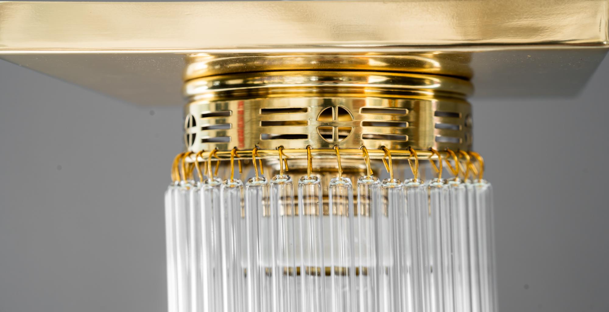 Lacquered 6x small ceiling lamps with glass sticks vienna around 1920s For Sale