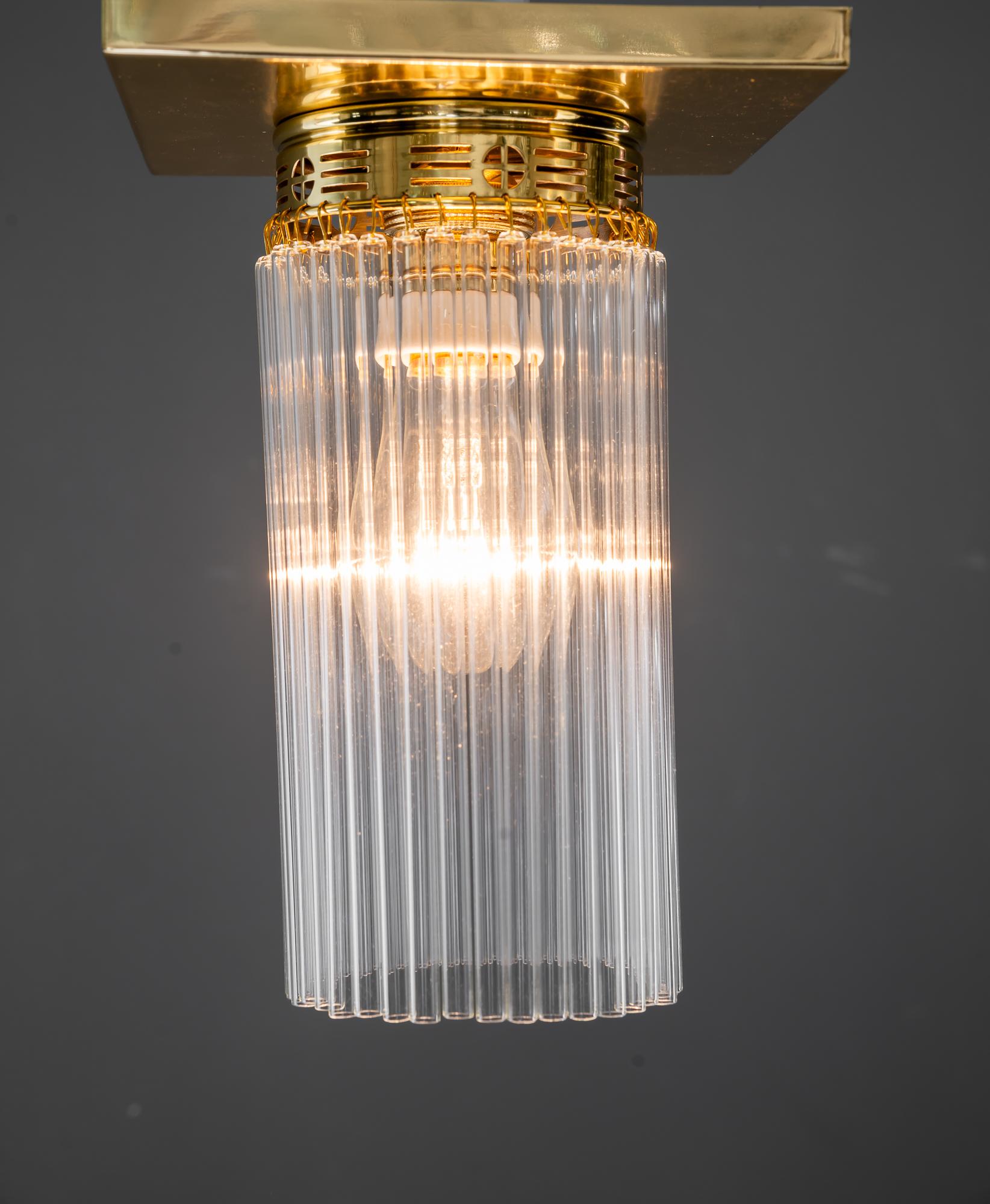 6x small ceiling lamps with glass sticks vienna around 1920s For Sale 1