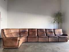 6x unit Modular Patchwork Leather Sofa