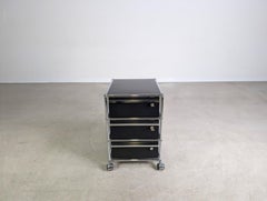 3x USM Haller Rollcontainer Büroschrank Rollen dunkelblau Schloss