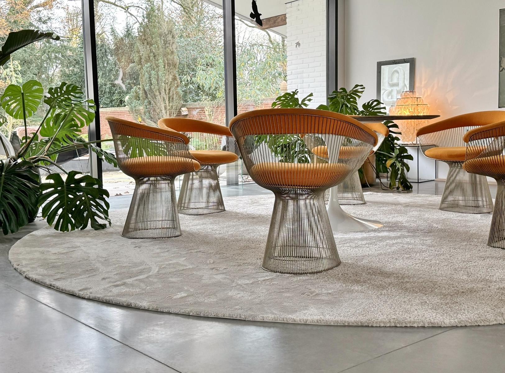 6x Warren Platner Arm Chairs – Knoll International – Nickel-Plated – Hallingdal (Stahl) im Angebot