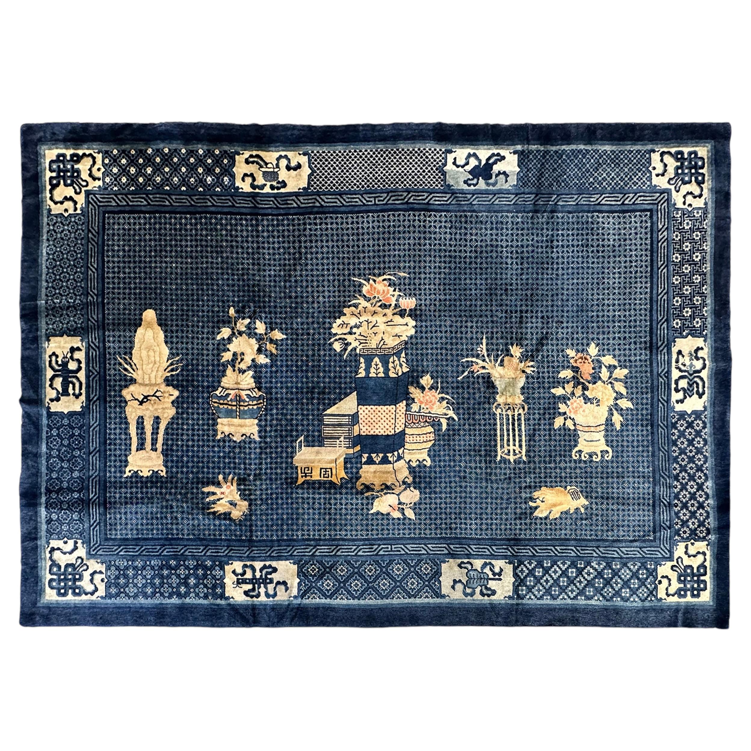 6X10 Antique Peking Chinese Rug Fine Tapestry Treasure 191cm x 295cm Circa 1900