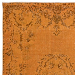 6x10 Ft Aubusson Inspired Orange Rug for Modern Interiors, Handmade in Turkey
