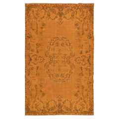 6x10 Ft Aubusson Inspired Orange Rug for Modern Interiors, Handmade in Turkey