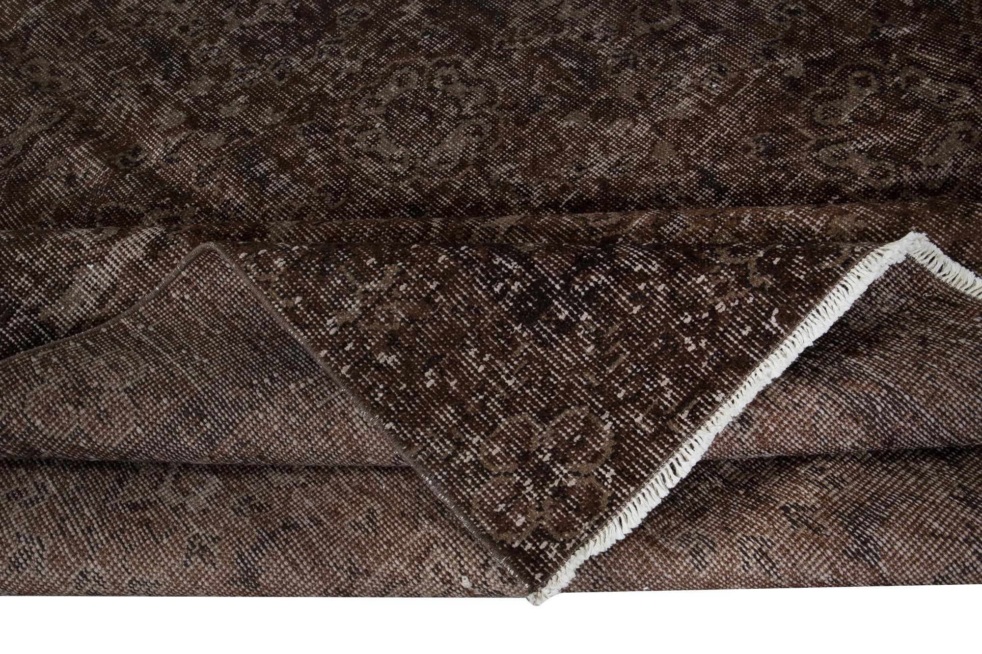Turkish 6x10 Ft Brown Rug for Modern Interiors, Hand Knotted in Central Anatolia For Sale