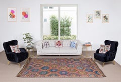 6x10 ft Colorful Handmade Turkish Jajim Kilim, Unique Embroidered Rug, 100% Wool