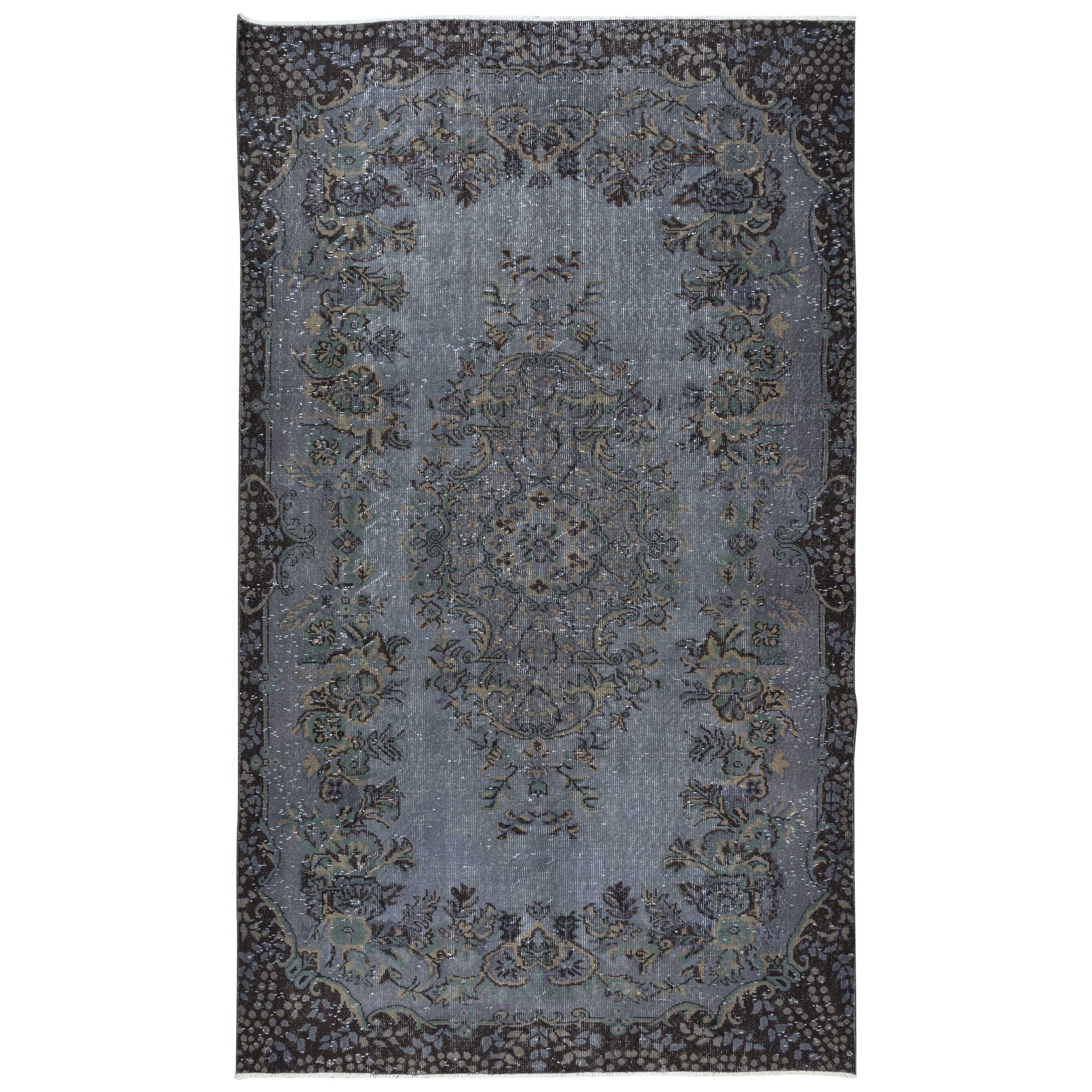 6x10 Ft Decorative Handmade Turkish Modern Wool Rug in Black & Gray Colors (tapis de laine turc moderne fait main en noir et gris)