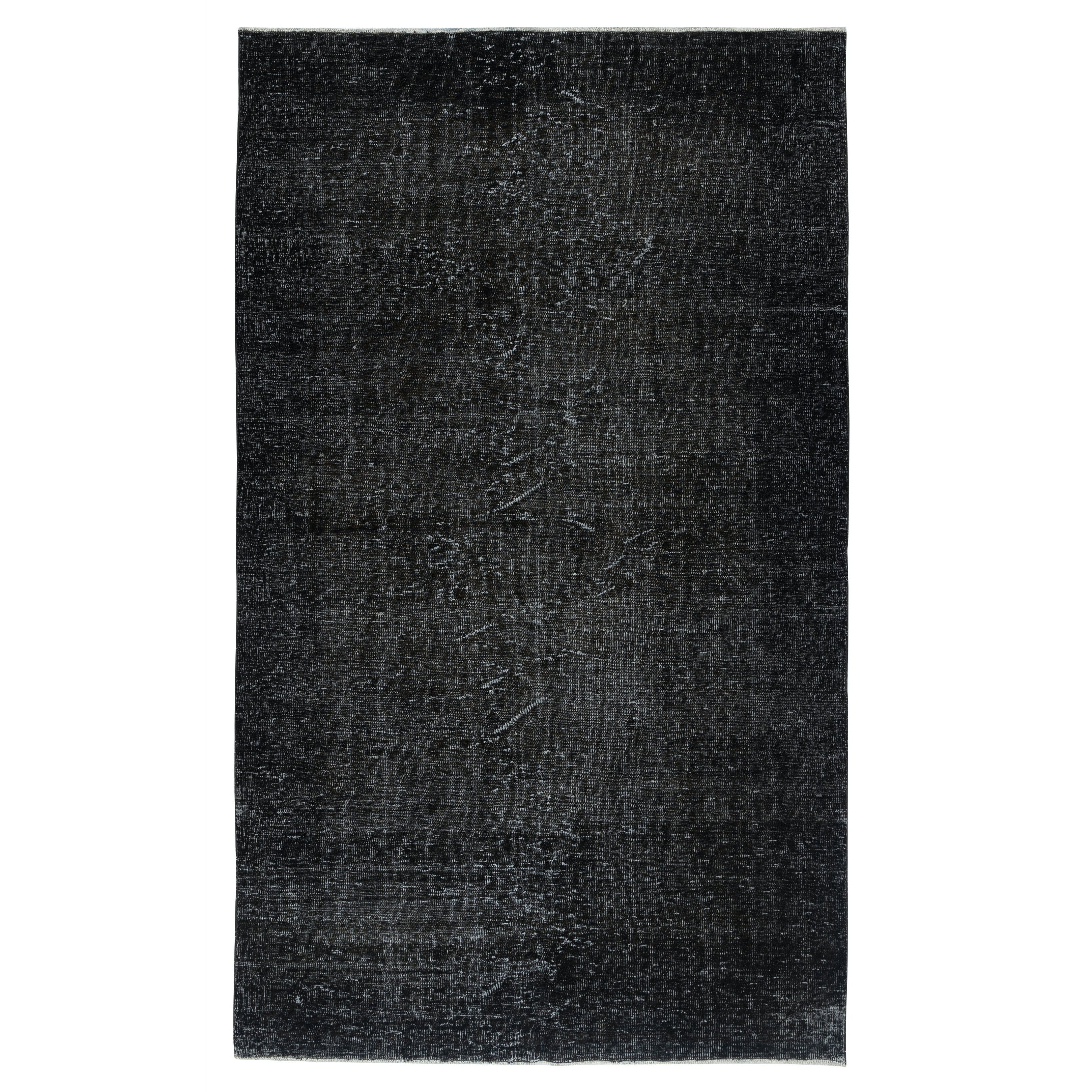 Tappeto turco fatto a mano 6x10 Ft. Tappeto vintage nero tinto di rosso per il soggiorno