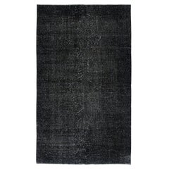 Tappeto turco fatto a mano 6x10 Ft. Tappeto vintage nero tinto di rosso per il soggiorno