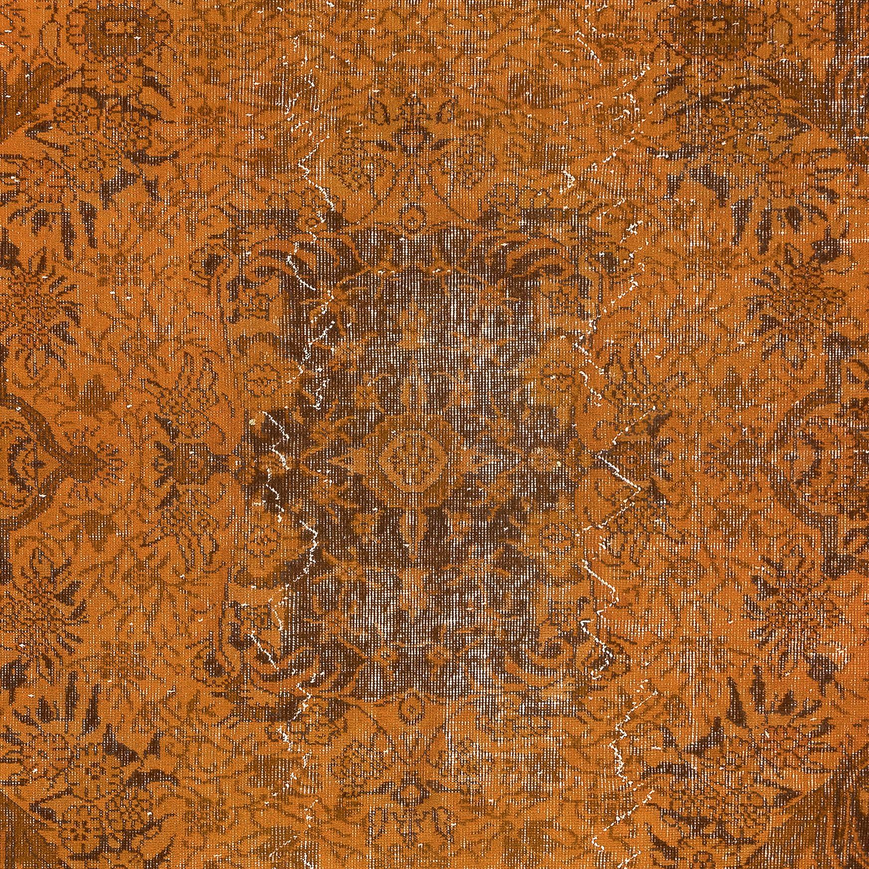 Hand-Knotted 6x10 Ft Modern Handmade Rug in Orange, Vintage Turkish Carpet, Floor Covering For Sale