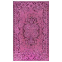 Alfombra de diseño medallón moderno de 6x10 pies en rosa, tejida y anudada a mano en Turquía