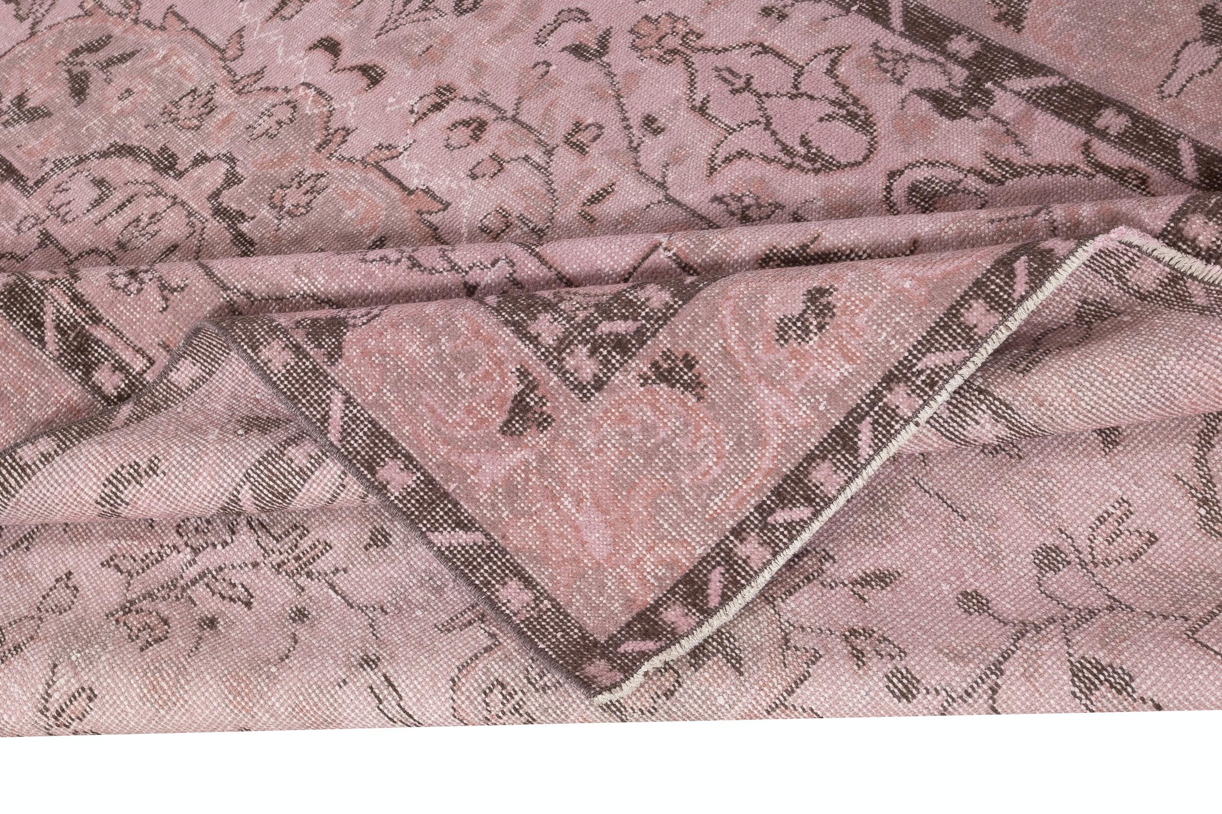Alfombra Rosa 6x10 Pies para Interiores Contemporáneos, Anudada a Mano en Turquía Moderno en venta