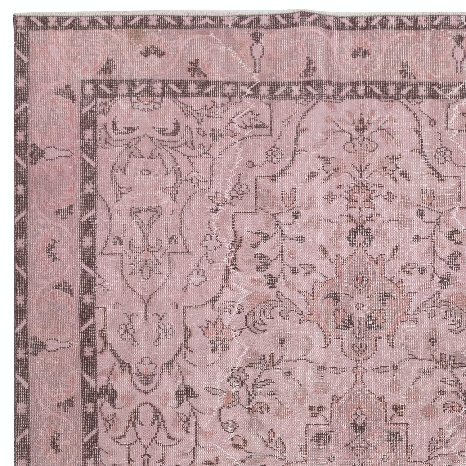 Alfombra Rosa 6x10 Pies para Interiores Contemporáneos, Anudada a Mano en Turquía Turco en venta