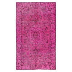 Pink Handmade Turkish Carpet, Modern Rug for Dining Room or Living Room