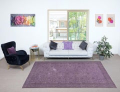 6x10 Ft Purple Color Handmade Wool Rug from Turkey, Modern Home Decor