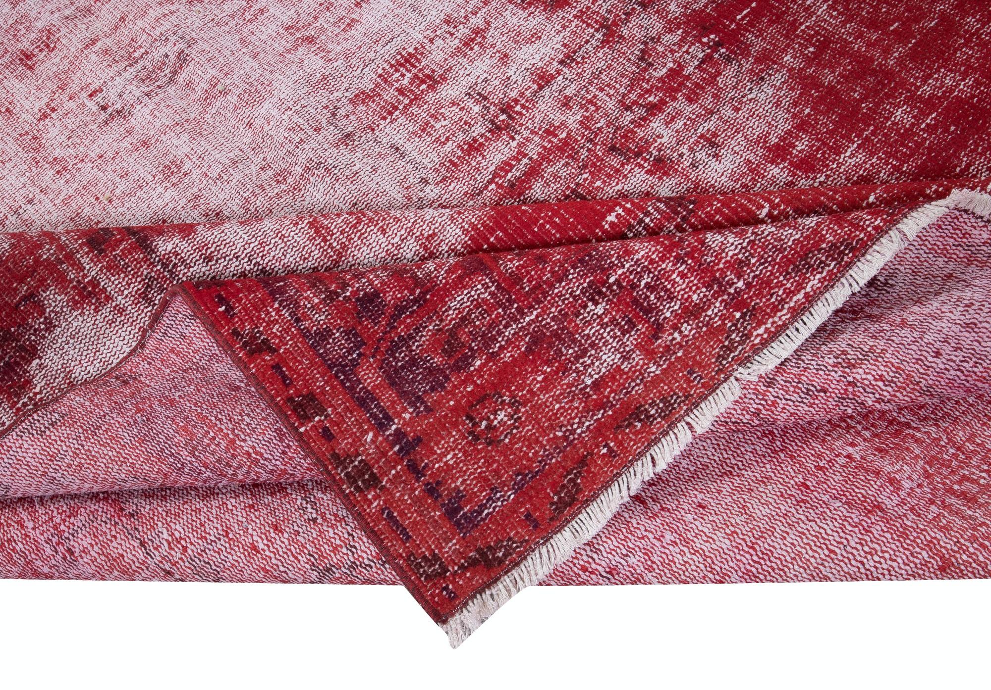 Modern 6x10 Ft Shabby Chic Turkish Red Area Rug, Vintage Handmade Distressed Carpet For Sale