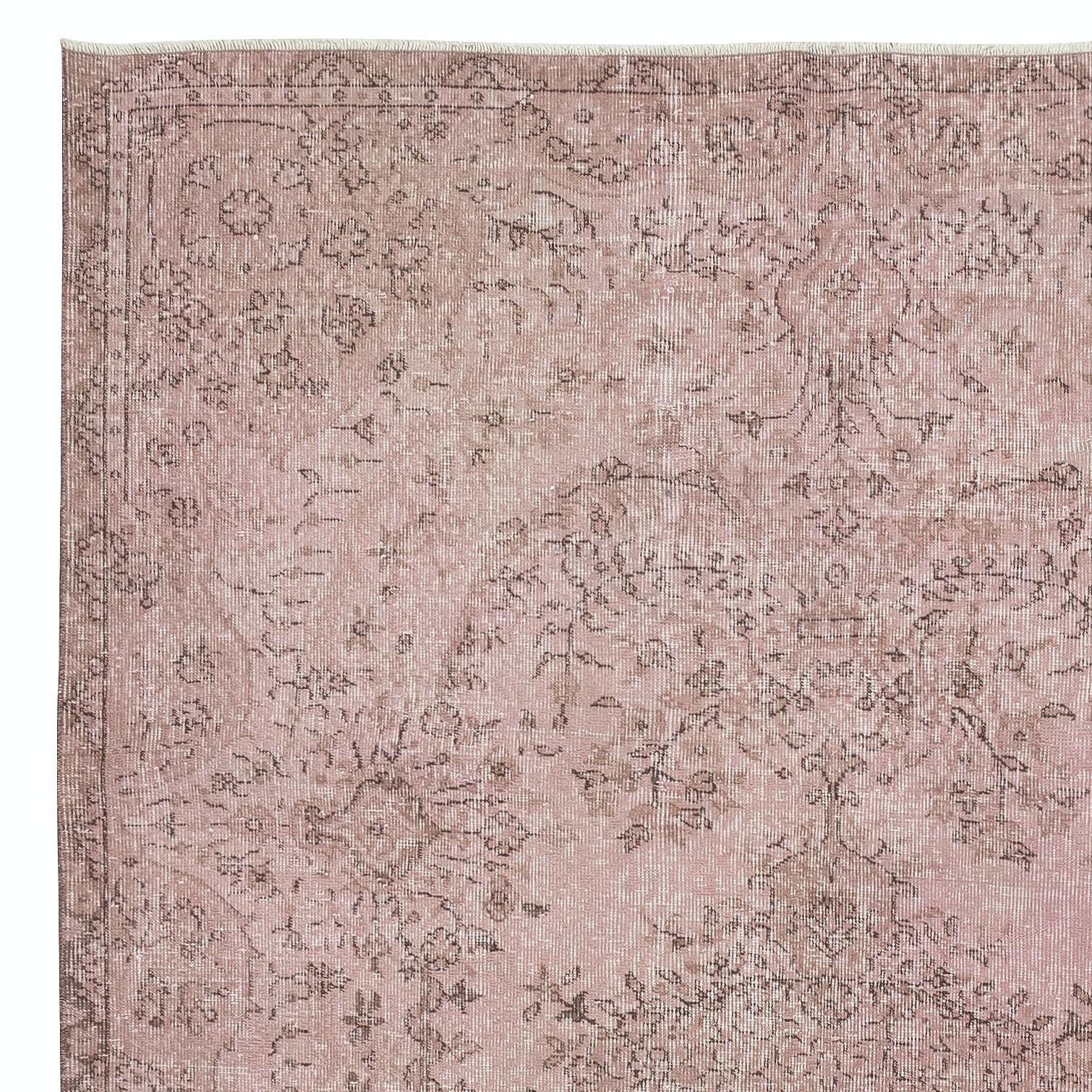 6x10 Ft Vintage Handmade Turkish Rug Over-Dyed in Pink for Modern Interiors In Good Condition For Sale In Spring Valley, NY