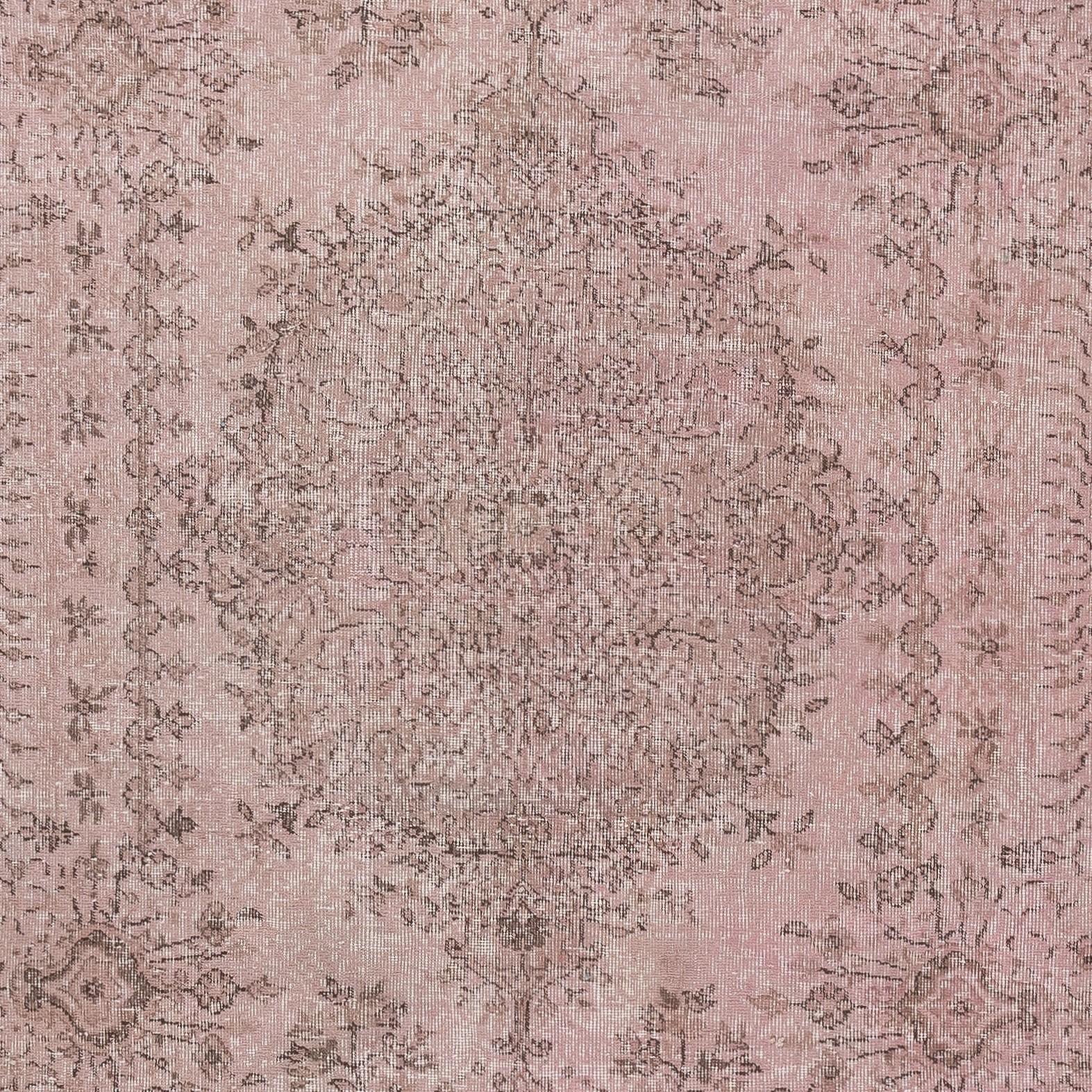 Mid-20th Century 6x10 Ft Vintage Handmade Turkish Rug Over-Dyed in Pink for Modern Interiors For Sale