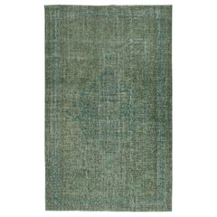 6x10 Ft Vintage Handmade Türkische Wolle Teppich Redyed in Grün für moderne Interieurs