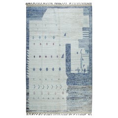 6x10 Gray Hand-Knotted Wool Asymmetrical Border Tribal Modern Carpet Rug