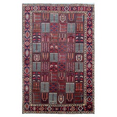 6x10 Hand-Knotted Old Bakhtiari Wool Area Rug with Geometric Pattern