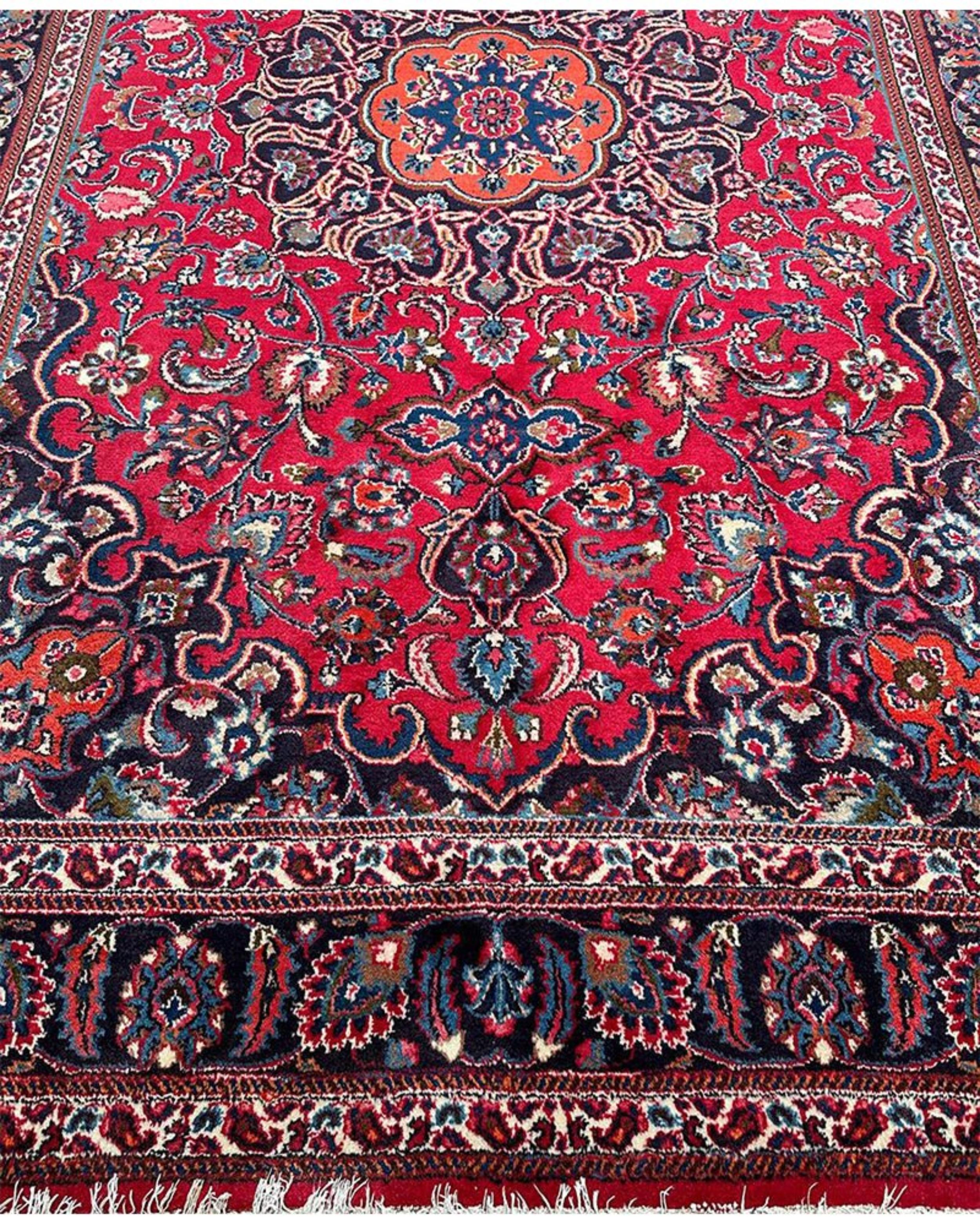 6x10 Hand Knotted Old Mashad Area Rug en vente 2