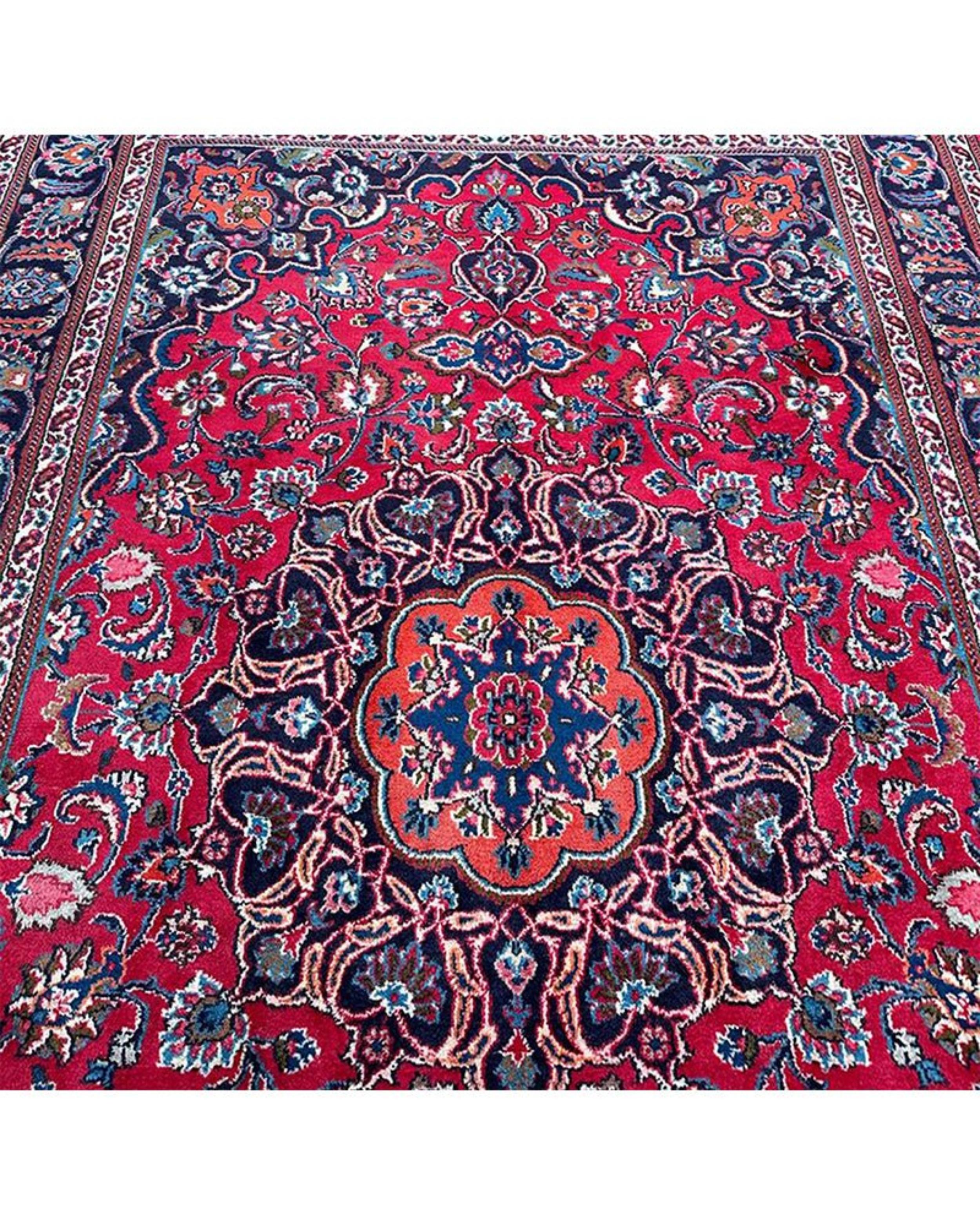 Perse 6x10 Hand Knotted Old Mashad Area Rug en vente