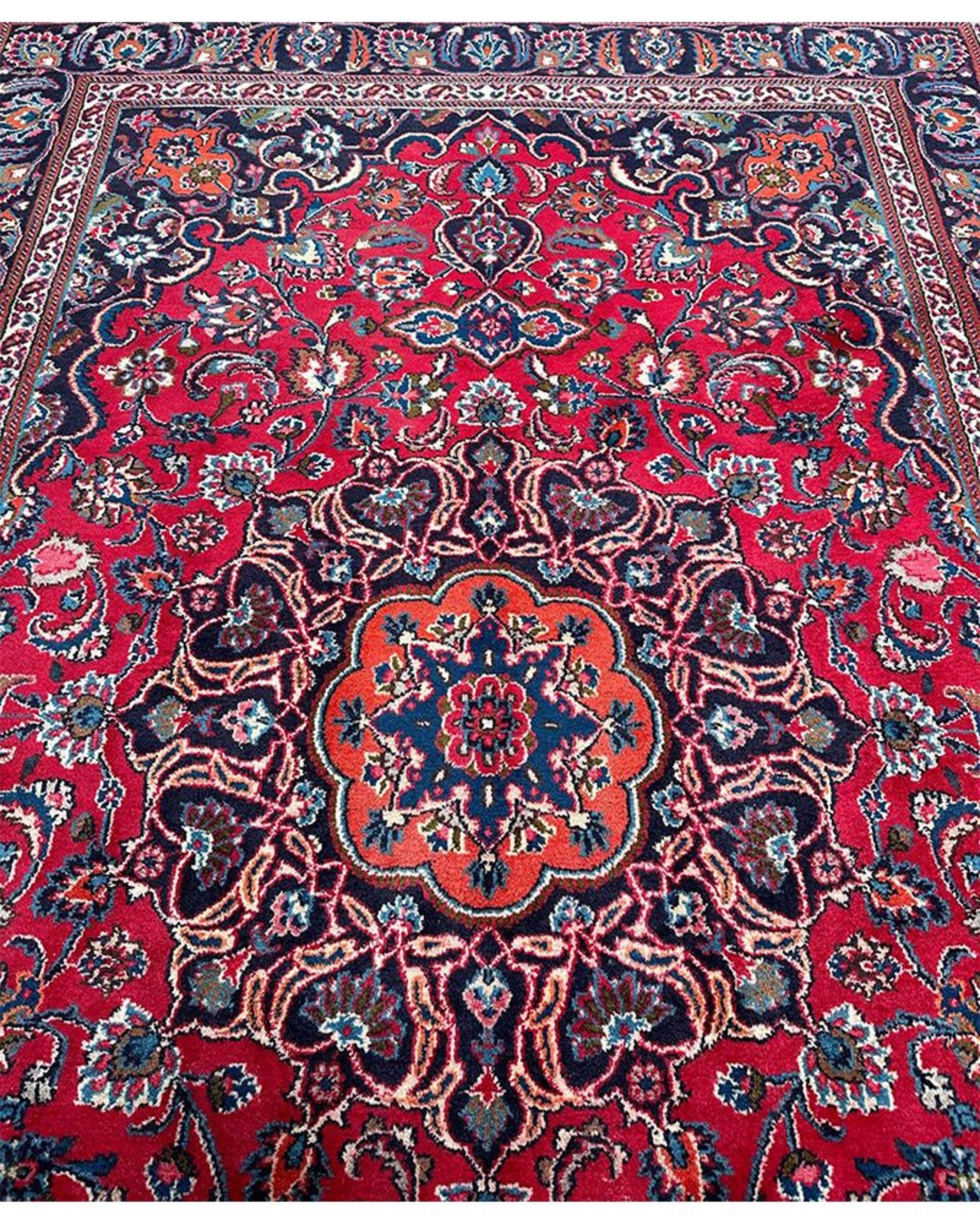 6x10 Hand Knotted Old Mashad Area Rug en vente 1