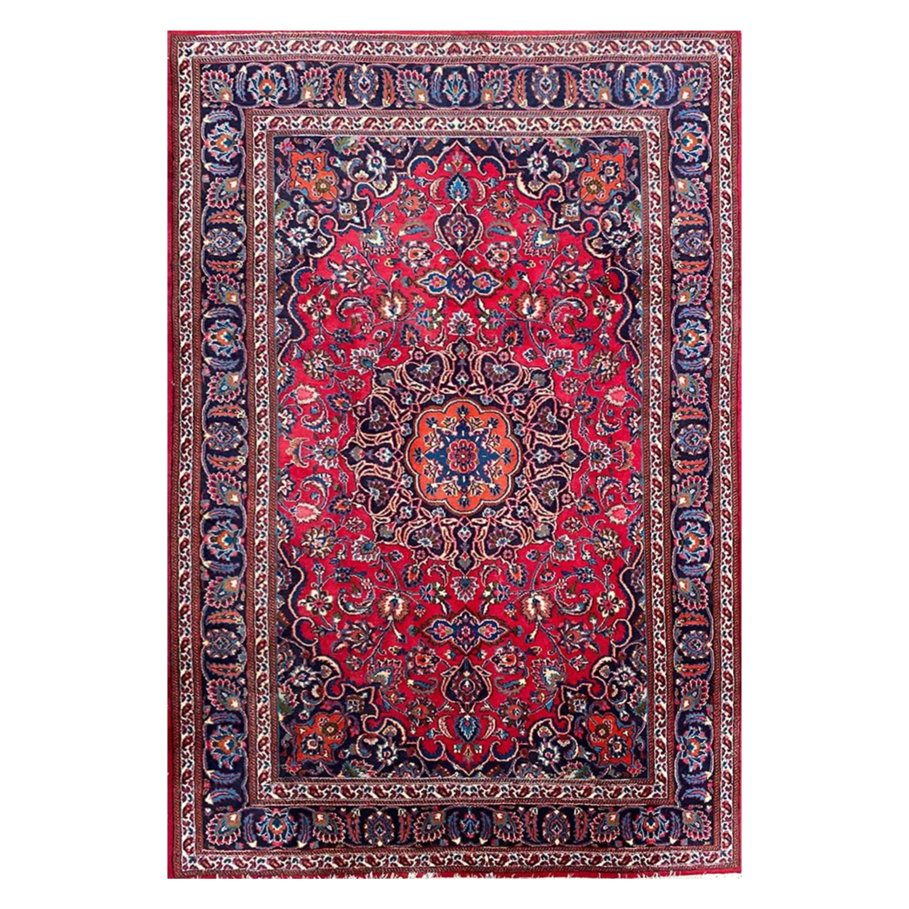 6x10 Hand Knotted Old Mashad Area Rug