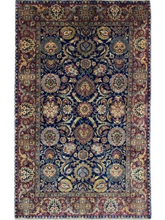 “6x10 Indian Agra Area Rug, Hand-Knotted Wool Floral Design