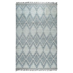 6x10 Marfil Lana Anudada a Mano Diamante Enrejado Geométrico Alfombra Moderna