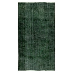 6x10.2 Ft Hand-Knotted Retro Turkish Rug 4 Modern Interiors Over-Dyed in Green